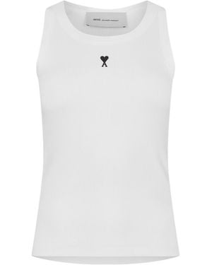 Ami Paris Logo Crew Neck Vest - White