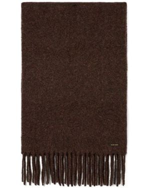 Golden Goose Logo Patch Fringed Scarf - Brown