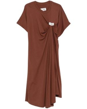 MM6 by Maison Margiela Logo-Patch Midi Dress - Brown
