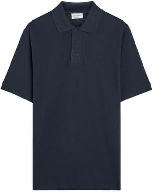 Saint Laurent Simple Blended Polo Shirt - Blue