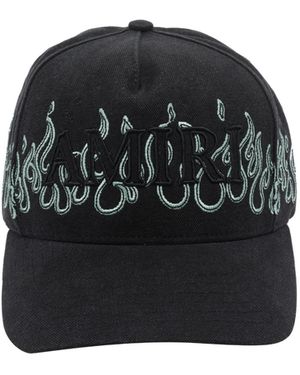 Amiri Flame-Embroidered Logo-Patch Baseball Cap - Black