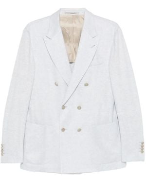 Eleventy Double-Breasted Suit Jacket - White