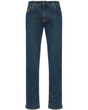 Etro Pegaso-Embroidered Tapered Jeans - Blue