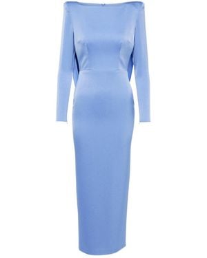 Alex Perry Draped Crêpe Satin Midi Dress - Blue