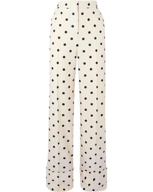 Valentino Polka Dot Printed Straight Leg Pants - White