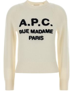 A.P.C. Alissa Logo-Print Raglan-Sleeve Jumper - White