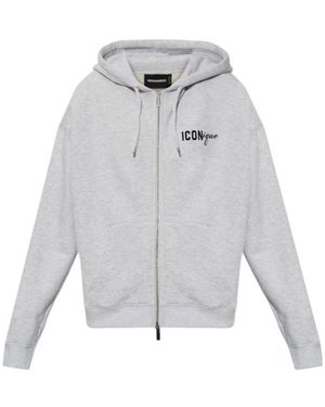 DSquared² Zipped Graphic Hoodie - Grey
