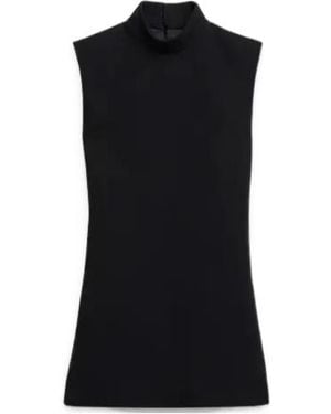 Celine A-Line Stand Collar Dress - Black