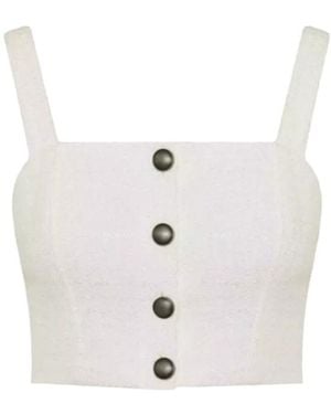 Alessandra Rich Buttoned Sleeveless Top - White
