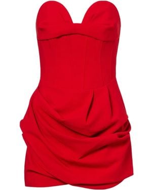 Magda Butrym Draped Wool-Blend Bustier Dress - Red