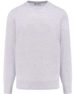 Brunello Cucinelli Long-Sleeved Crewneck Jumper - White