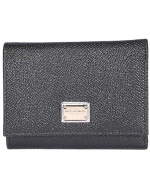 Dolce & Gabbana Logo Plaque Trifold Wallet - Grey