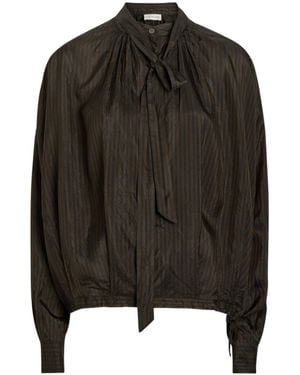 Dries Van Noten Cenvy Pinstriped Woven Blouse - Black
