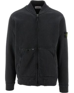 Stone Island Logo Patch Zip-Up Jacket - Black
