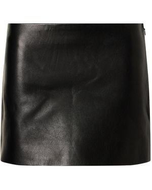 KHAITE Leather Mini Skirt - Black