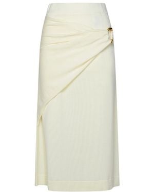 Jil Sander Layered Effect Knitted Midi Skirt - White
