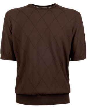 Peserico Argyle Short-Sleeve T-Shirt - Brown