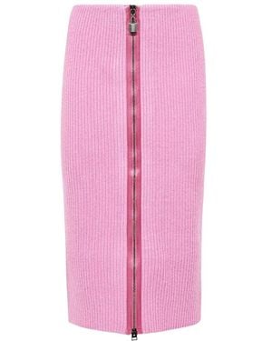 Tom Ford Ribbed Zip Knitted Skirt - Pink