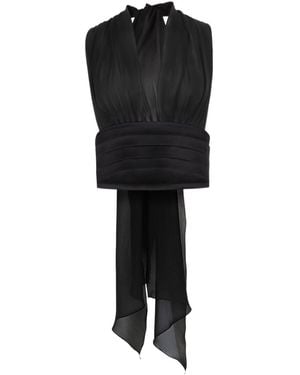 Nina Ricci V-Neck Bow-Detail Silk Blouse - Black