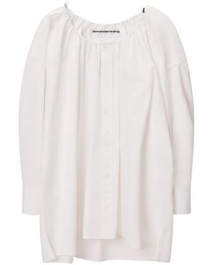 Alexander Wang Bungee Scoop Neck Mini Shirt Dress - White