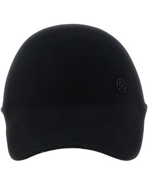 Maison Michel Logo-Plaque Curved Peak Cap - Black