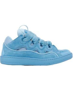 Lanvin Curb Monochrome Suede Trainers - Blue