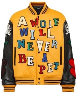 Undercover Appliqué Wool-Blend Varsity Jacket - Orange