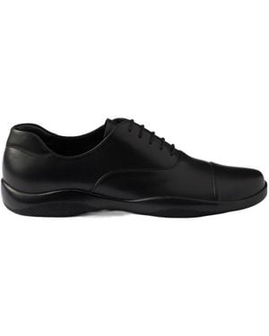 Prada Linea Rossa Prada Round-Toe Lace-Up Trainers - Black