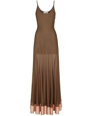 Fendi Fitted Waist Flared Sleeveless Dress - Brown