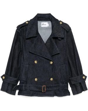 Self-Portrait Collared Denim Jacket - Blue