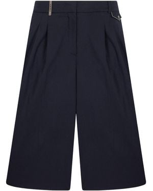 Peserico Pleated Bermuda Shorts - Blue