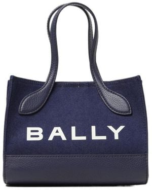 Bally Logo Printed Tote Bag - Blue