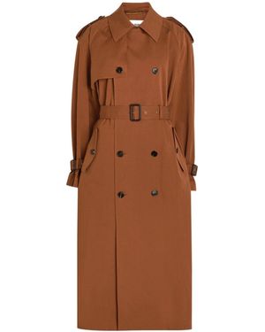 Saint Laurent Double-Breasted Cotton And Silk-Blend Trench Coat - Brown