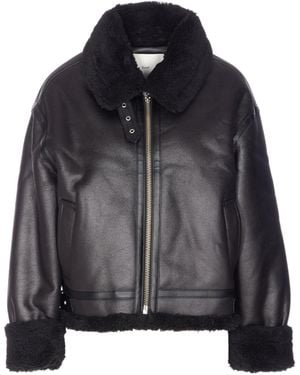 DUNST Faux Fur Trimmed Jacket - Black