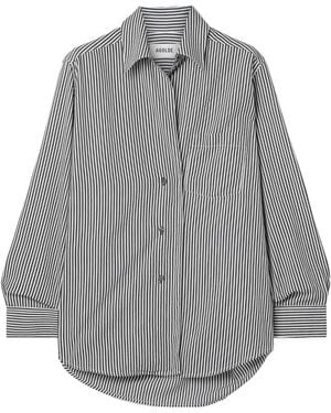 Agolde Aris Striped Crepe Shirt - Grey