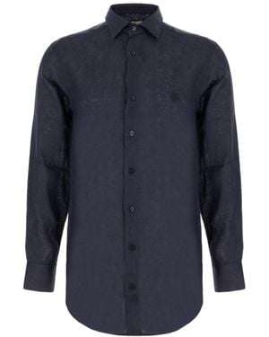 Etro Logo Embroidered Long Sleeved Shirt - Blue