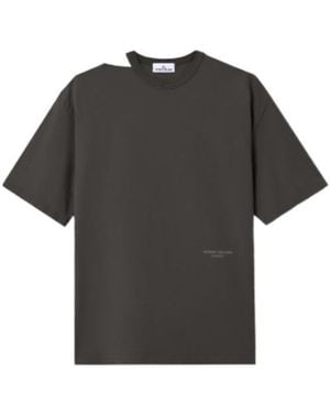 Stone Island Oversized-Fit T-Shirt With Raised Marina Print - Black