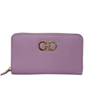 Ferragamo Logo Details Wallet - Purple