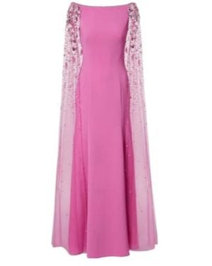Jenny Packham Bittersweet Beaded Caped Gown - Pink