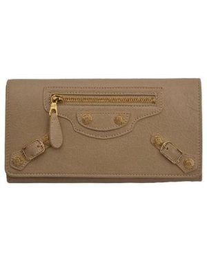 Balenciaga Logo Wallet - Natural