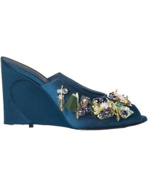 Fendi Fabric Sandals With Embroidery - Blue