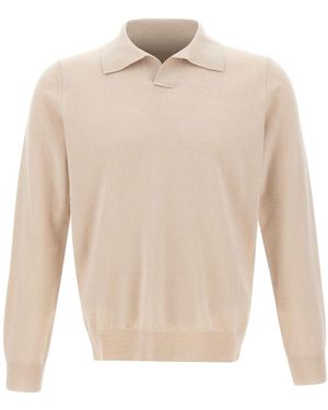 Kangra Cashmere Kangra Open-Collar Long-Sleeve Polo Shirt - White