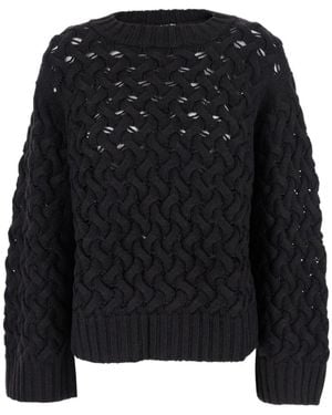 P.A.R.O.S.H. Cable-Knit Open-Weave Jumper - Black