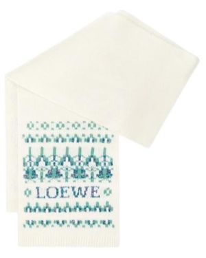 Loewe Fairisle-Pattern Embellished Scarf - White