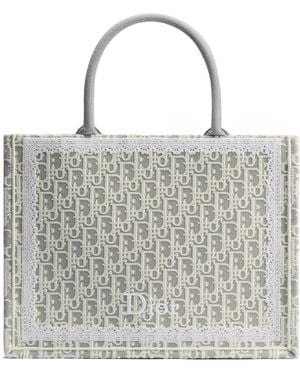 Dior Medium Book Tote With Strap - Grey
