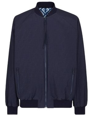 Fendi All-Over Ff Printed Zipped Bomber Jacket - Blue