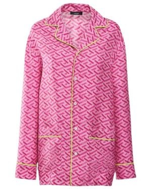 Versace Letter Combination Twill Shirt - Pink