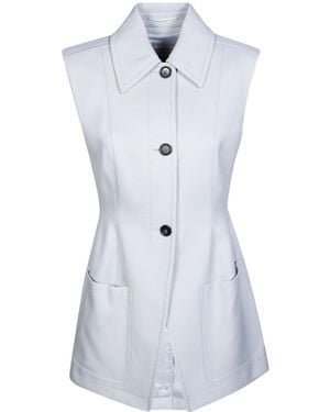 Sportmax Gabarra Sleeveless Gabardine Blazer - Blue