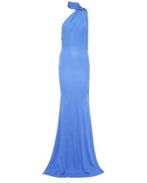 Alex Perry Scarf-Detail Open-Back Jersey Gown - Blue