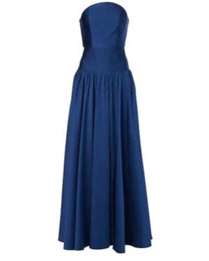 Roland Mouret Strapless Pleated Gown - Blue